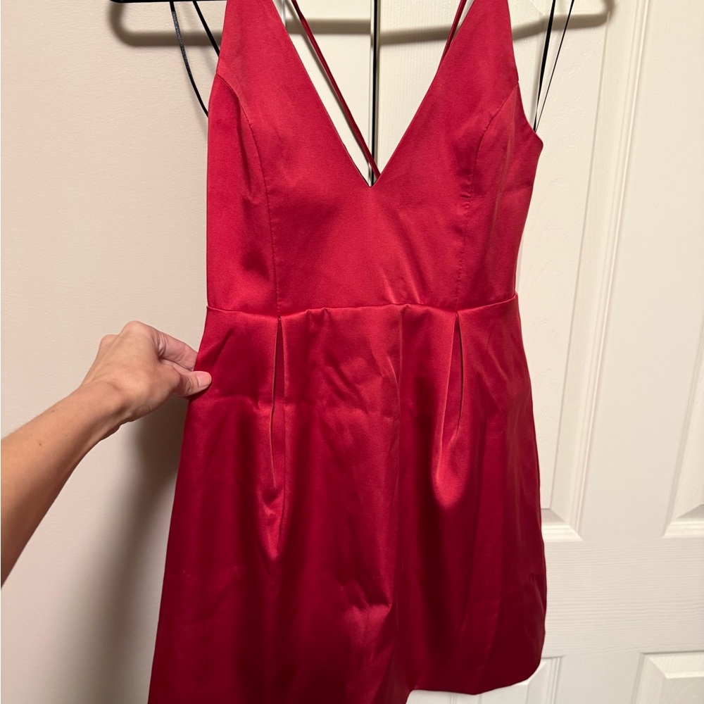 Topshop Red Mini Dress with V-Neck